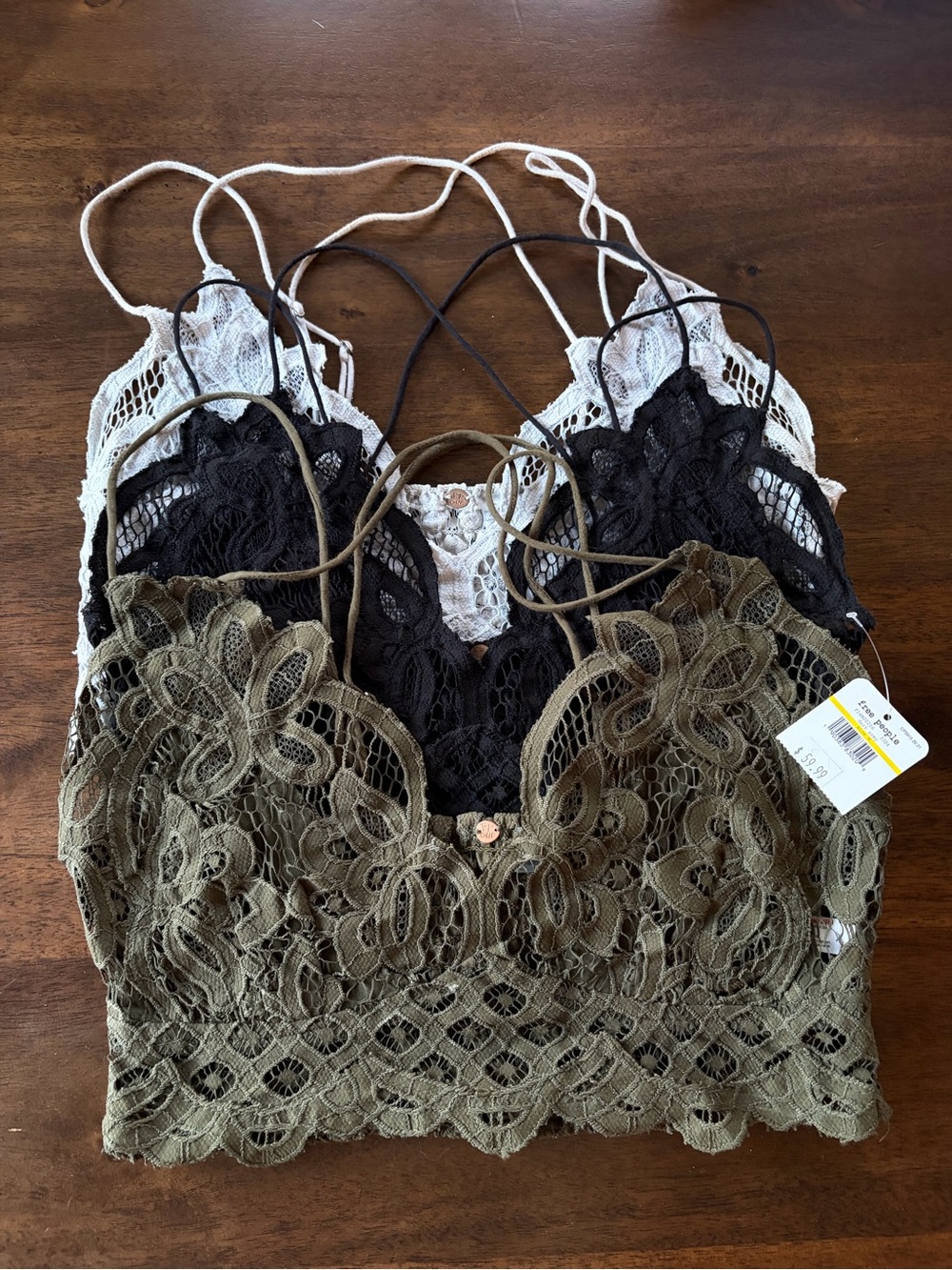 Free People Bralettes — Olive, Black & White